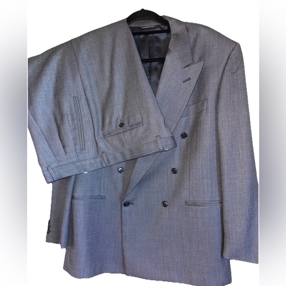 Michele D’ambra 2 Piece Double Breasted Suit 44R Pant 38 $2095 Canali Quality